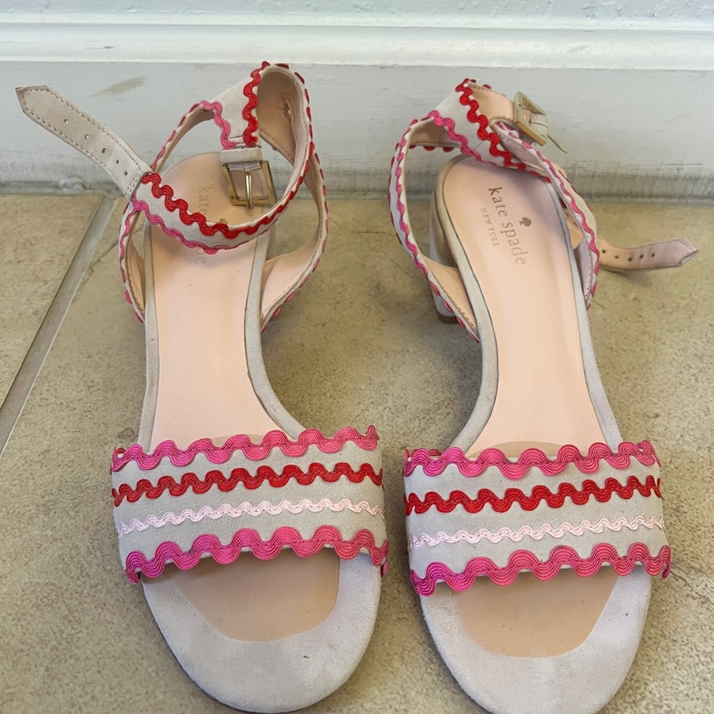 Kate Spade Pink and Red Scalloped Sandals